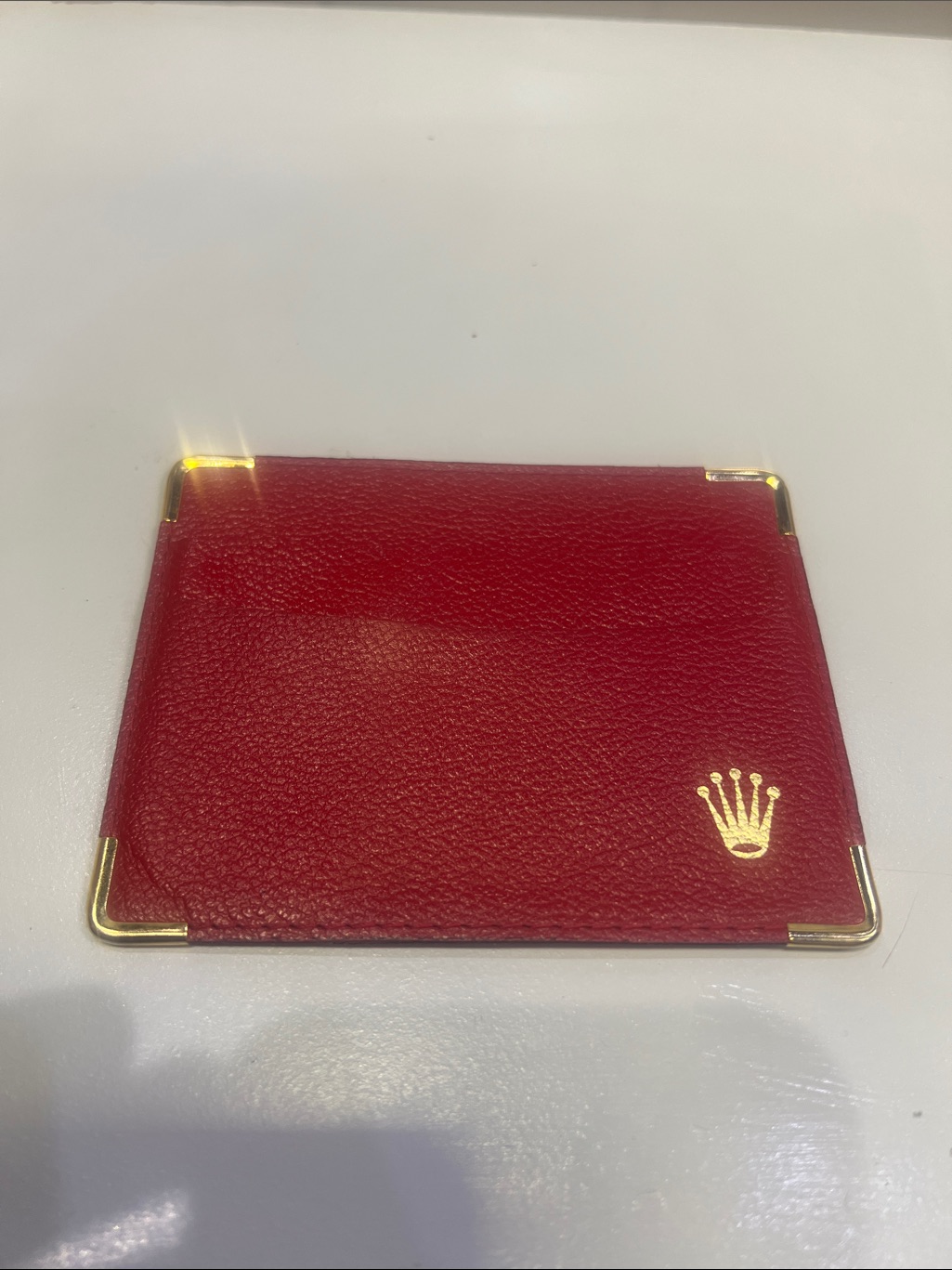 Rolex Leather Card Holder With Gold Crown Accent